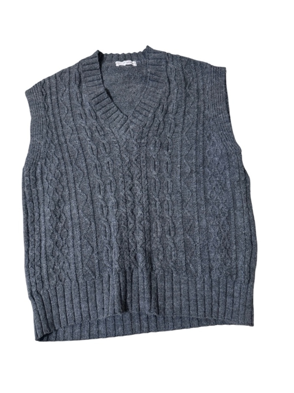 Anthropologie Gray Cable Knit V-Neck Sweater Vest - Picture 2 of 7
